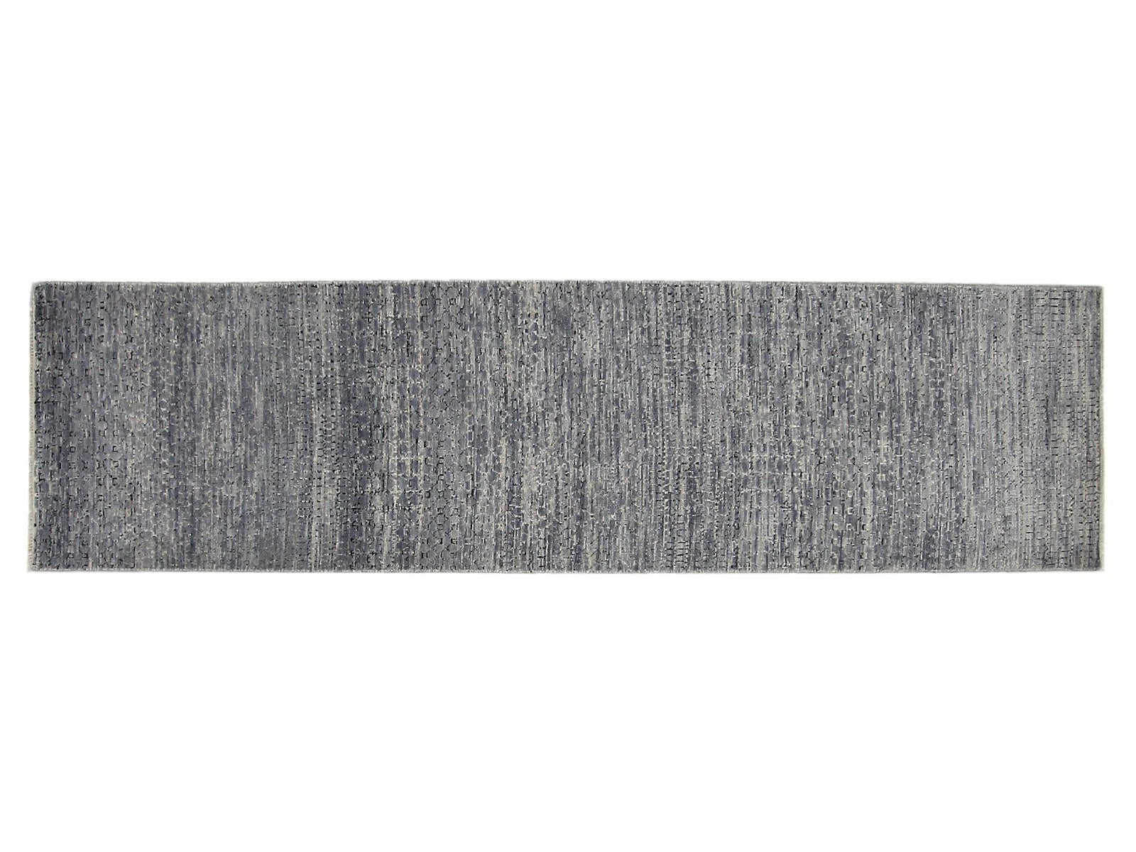 Minimalist transitional wool runner rug in gray, perfect for modern hallways