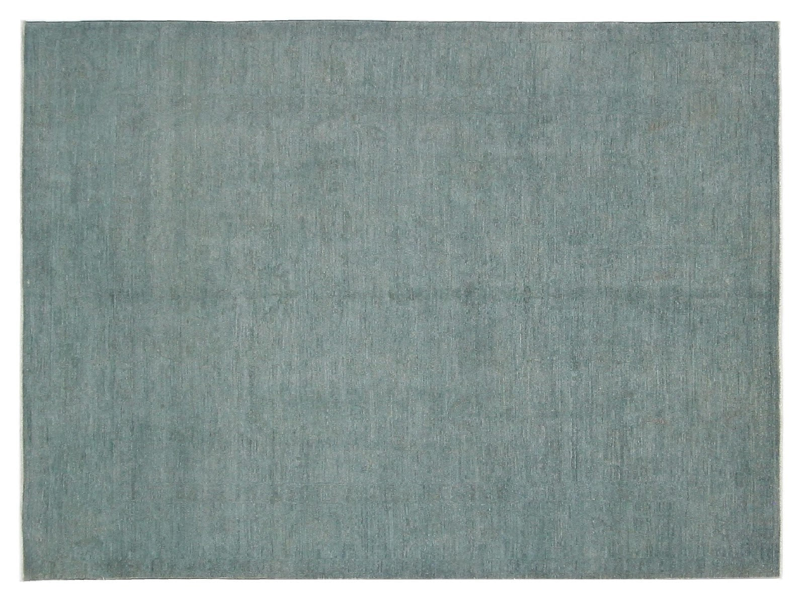 8x10 overdyed transitional rug in light blue/aqua with minimal design, perfect for modern or traditional homes